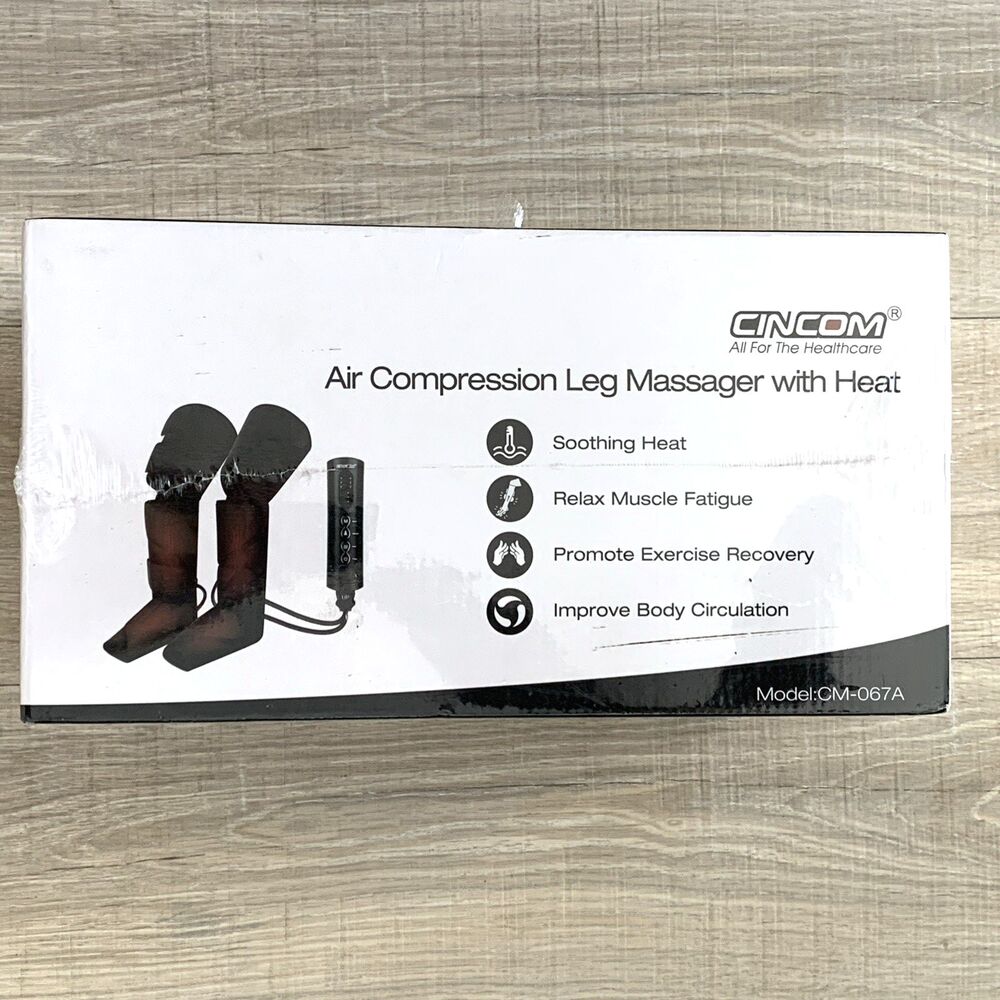 New Cincom Air Compression Leg Massager with Heat Feet Calf Thigh CM-067A